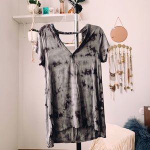 Soft & Sexy Long Tie Dye Tee with Open Back